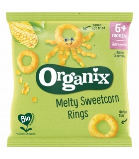 ORGANIX - SNACK ECOLOGIC (BIO) CU PORUMB DULCE, IN FORMA DE INEL, 20G, 6luni+