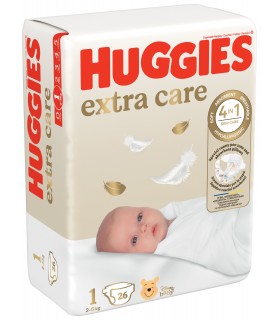 HUGGIES - EXTRA CARE 1 (2-5KG), 26buc