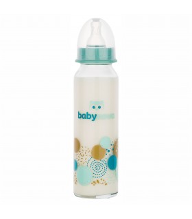 Baby Nova - Biberon din sticla cu gat standard, 240 ml, 0-24 luni