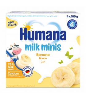 Humana Milk minis - Iaurt cu banane 4x100g, 6luni+