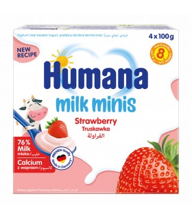 Humana Milk minis - Iaurt cu capsuni 4x100g, 8luni+