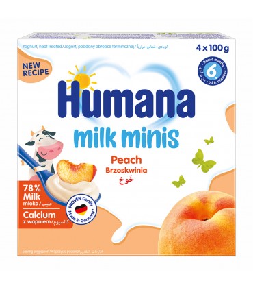 Humana Milk minis - Iaurt cu piersici 4x100g, 6luni+