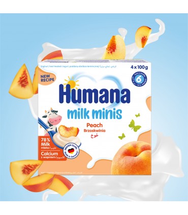 Humana Milk minis - Iaurt cu piersici 4x100g, 6luni+