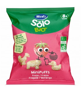 Hero Solo - Snack  Minipuffs din cereale cu capsuni, ECO,18g, 8luni+