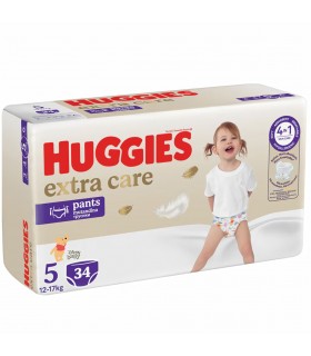 Huggies - EXTRA CARE PANTS - Scutece Chilotel Nr.5 (12-17kg), 34 BUC