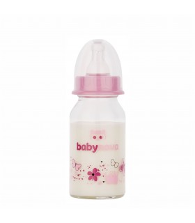 Baby Nova - Biberon din sticla cu gat standard, 120 ml, 0-24 luni