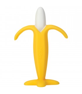 Nuby - Jucarie pentru dentitie, Banana 100% soft silicon, 3luni+