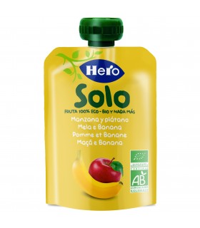 HERO SOLO - Gustare ecologică (BIO) măr și banană, 4 luni+, 100g