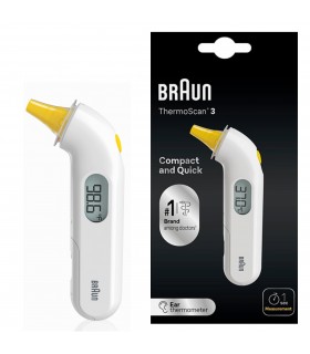 Braun - ThermoScan®3 - Termometru auricular, model IRT3030, Taxa verde inclusa in pret 0.15 lei/buc