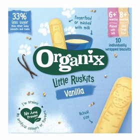 ORGANIX - BISCUITI ECOLOGICI (BIO) ”LITTLE RUSKITS” CU VANILIE, PENTRU SUGARI, 60G, 6luni+