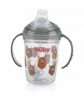 Nuby Tritan Pahar stop picatura cu manere 360 straw 240ml 6+