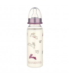 Baby Nova - BIBERON  PP FARA BPA, 240 ML,  DECOR ANIMALUTE, TETINA ROTUNDA, MEDIUM