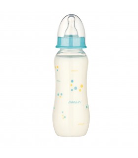 Baby Nova - BIBERON  PP FARA BPA, 240 ML, DECOR BULINE, TETINA ROTUNDA, MEDIUM