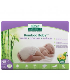 Aleva Naturals Bamboo Baby™ Nr.1 - Scutece din fibre de bambus, 32 buc