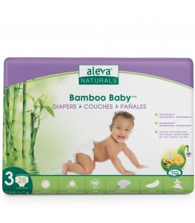 Aleva Naturals Bamboo Baby™ Nr.3 - Scutece din fibre de bambus, 28 buc