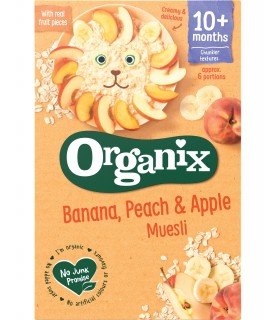 ORGANIX — MUSLI  ECOLOGIC (BIO) CU BANANA, PIERSICA SI MAR, 200G, 10+