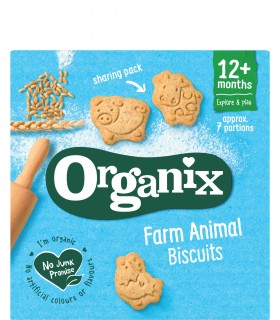 ORGANIX - BISCUITI ECOLOGICI (BIO) SUB FORMA DE ANIMALE DE LA FERMA, 100 G, 12luni+