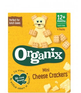 ORGANIX - MINI CHEESE CRACKERS - MINI BISCUITI ECOLOGICI (BIO) CU BRANZA, 4X20G, 12luni+