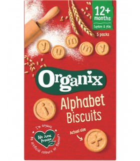 ORGANIX - BISCUITI ECOLOGICI (BIO) ALFABET, 5X25G, 12luni+