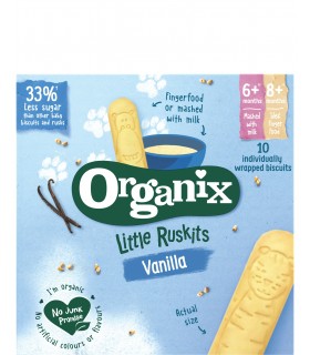 ORGANIX - BISCUITI ECOLOGICI (BIO) ”LITTLE RUSKITS” CU VANILIE, PENTRU SUGARI, 60G, 6luni+