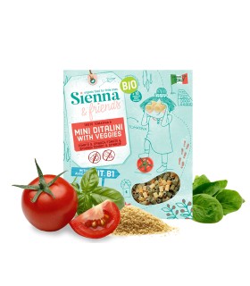 Paste BIO mini-ditalini cu legume (rosii si spanac), 10 luni+