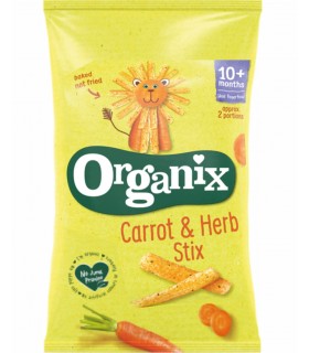 ORGANIX - STICKSURI ECOLOGICE (BIO)  DIN PORUMB CU MORCOVI, 4X15G, 10luni+