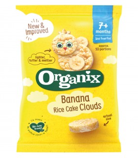 ORGANIX CLOUDS - RONDELE ECOLOGICE (BIO) DIN OREZ CU BANANE, 40G, 7luni+